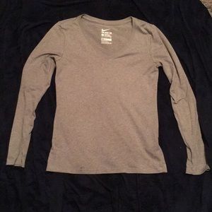Light Gray Nike Dri-Fit Long Sleeve Shirt